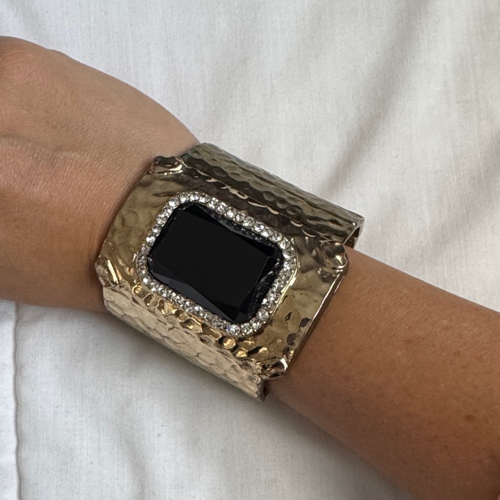 Gold and Black Large Cuff Bracelet